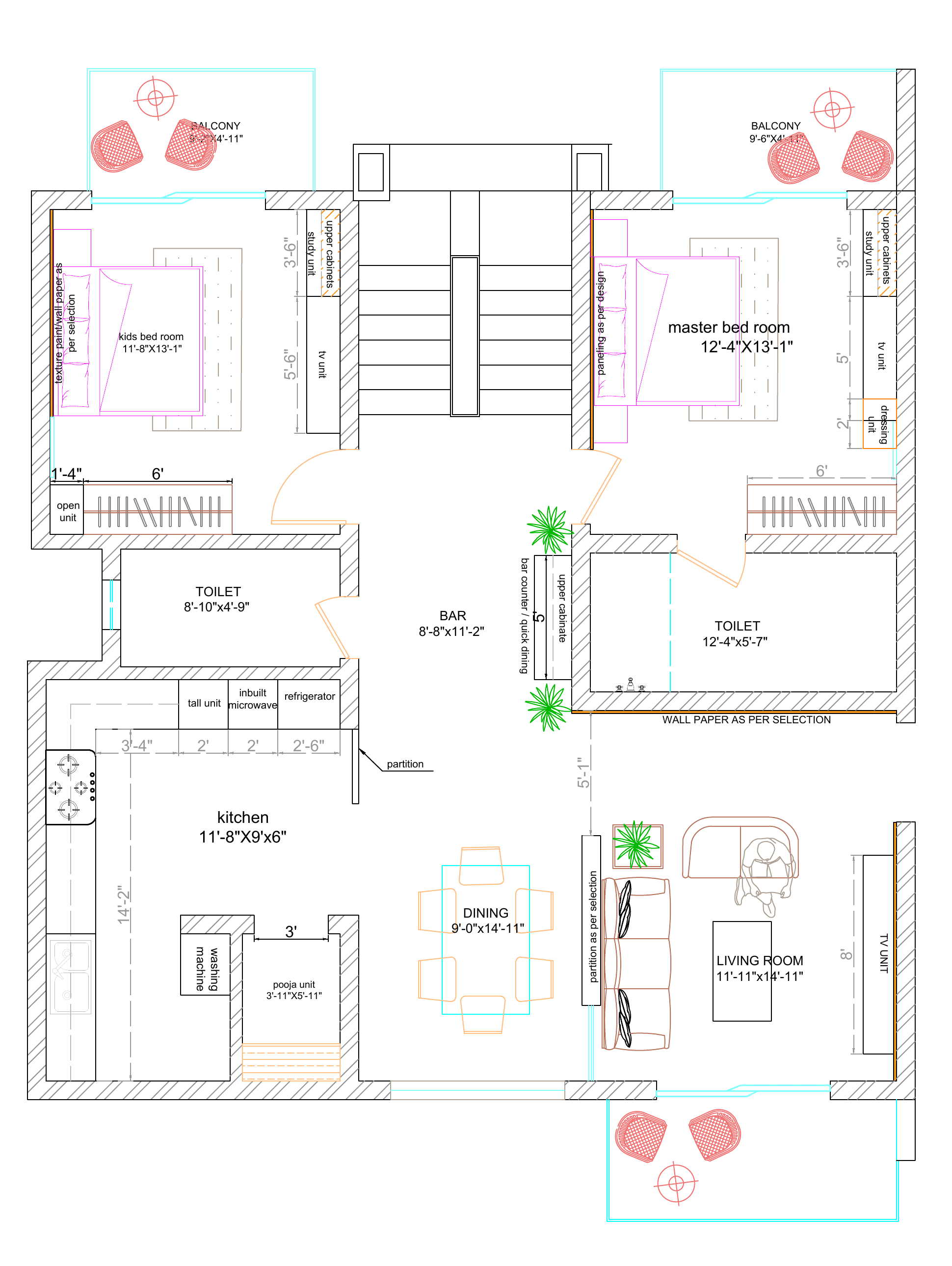 Approved ground-floor furniture and interior layout for Residence 04